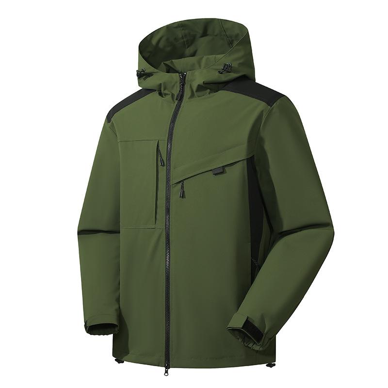 Outdoor Hooded Charging Clothes Men's Tooling Jackets, Spring and Autumn Men's and Women's Windproof and Waterproof Hiking Suits