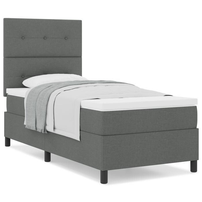 VidaXL Lit box spring avec matelas gris foncé 100x200 cm tissu 3339365