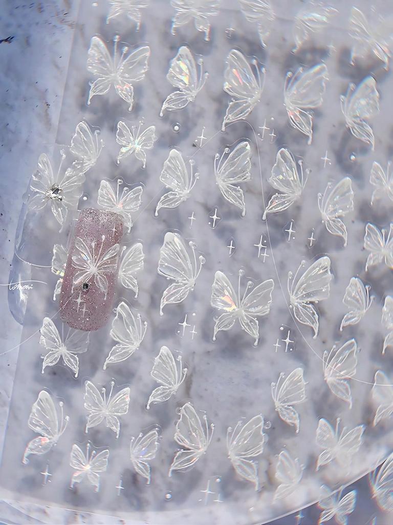 5D Nail Art Stickers Transparent Adhesive Nail Accessories Shell Sea Star Jellyfish Aurora Butterfly Hollow Liquid Nail Stickers