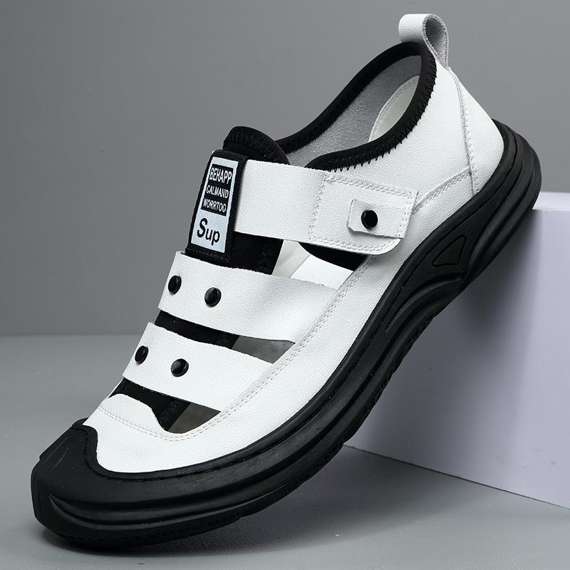 Fashion Summer casual men's shoes Trendy casual personalized style design Outdoor street walking Black and White Breathable shoes