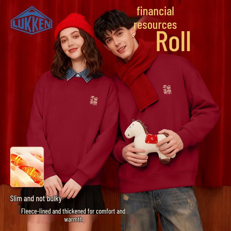 

LUKKEN Unisex Fleece-Lined Crewneck Sweatshirt with Horse Print M