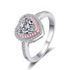 925 Sterling Silver Heart-to-Heart 1 Carat Moissanite Heart Ring for Women