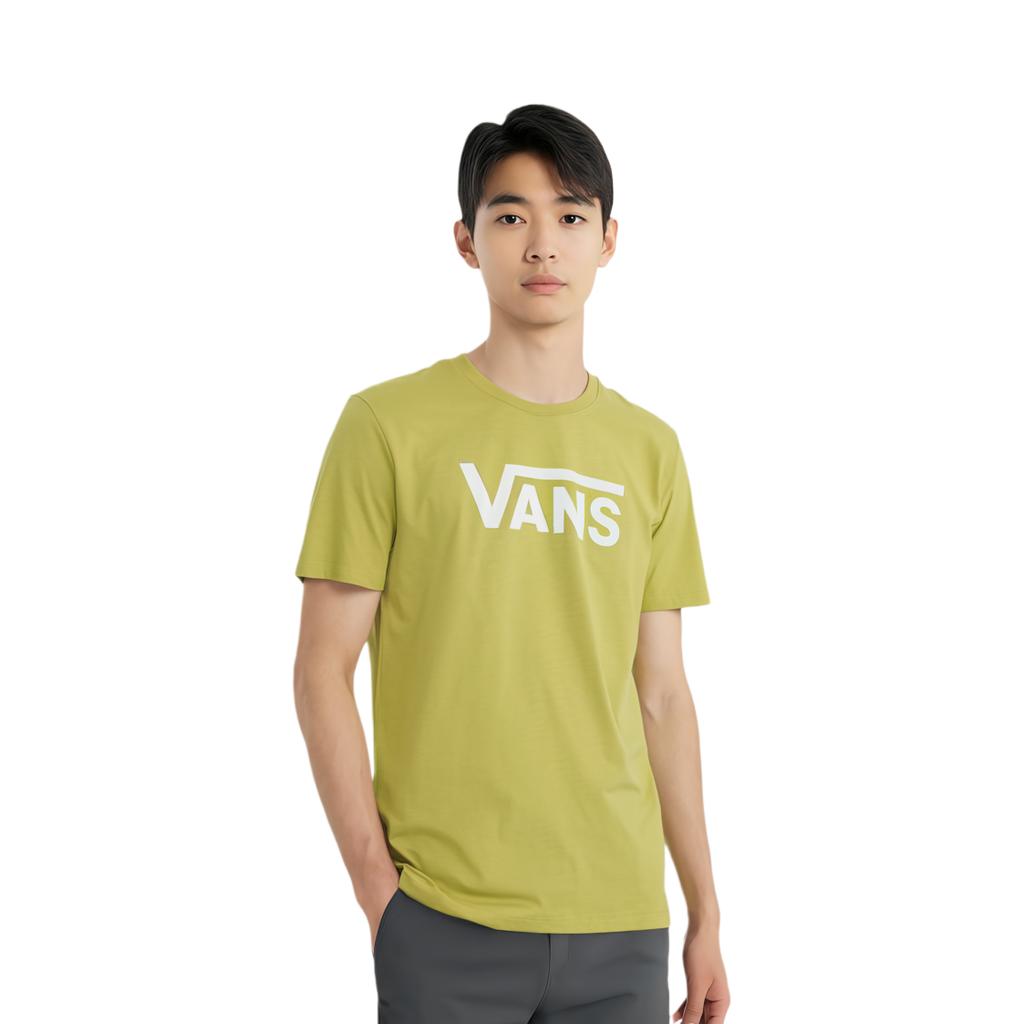 Vans T-shirt da uomo con stampa logo a lettere classica, vintage, stile street, girocollo, manica corta, giallo chiaro VN0A4MM6ZB81
