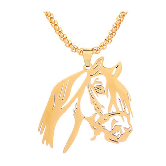 Horse Head Pendant Necklace Horse Silhouette Charm Necklace Women Men Zodiac Animal Necklace Jewelry Gift for Valentine's Day Birthday