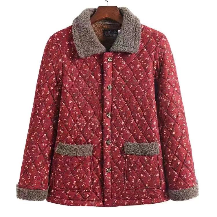 Madre Inverno Vestiti di Cotone Peluche Spesso Caldo Cappotto Imbottito Madre di Mezza Età Casual Parka Giacca Nonna Anziana