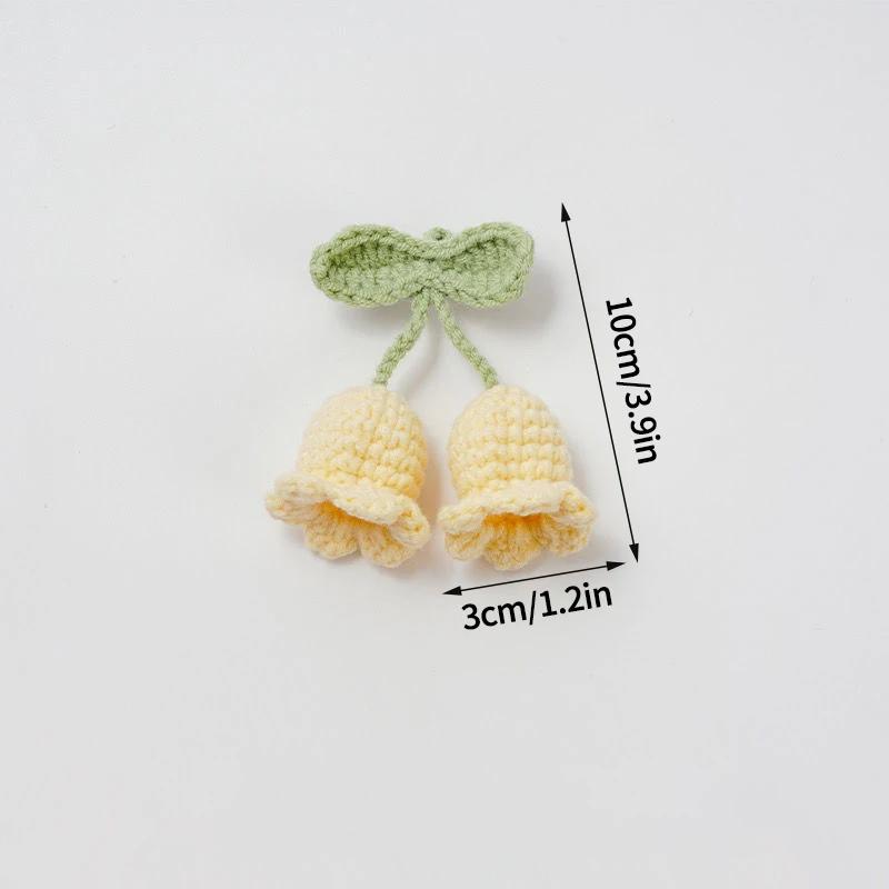 Colorful Crochet Flowers Handmade Knitted Lily Of The Valley Keychain Hand-woven Convallaria Majalis Flower Bag Pendent Key Ring