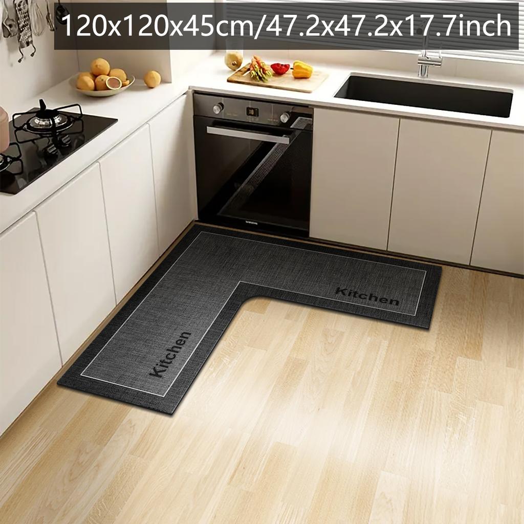 Einfache Küchen-Anti-Rutsch-Bodenmatte L-förmige Eckmatte Badezimmer saugfähige Fußmatte Kieselgur bedruckte Matte Fußmatte