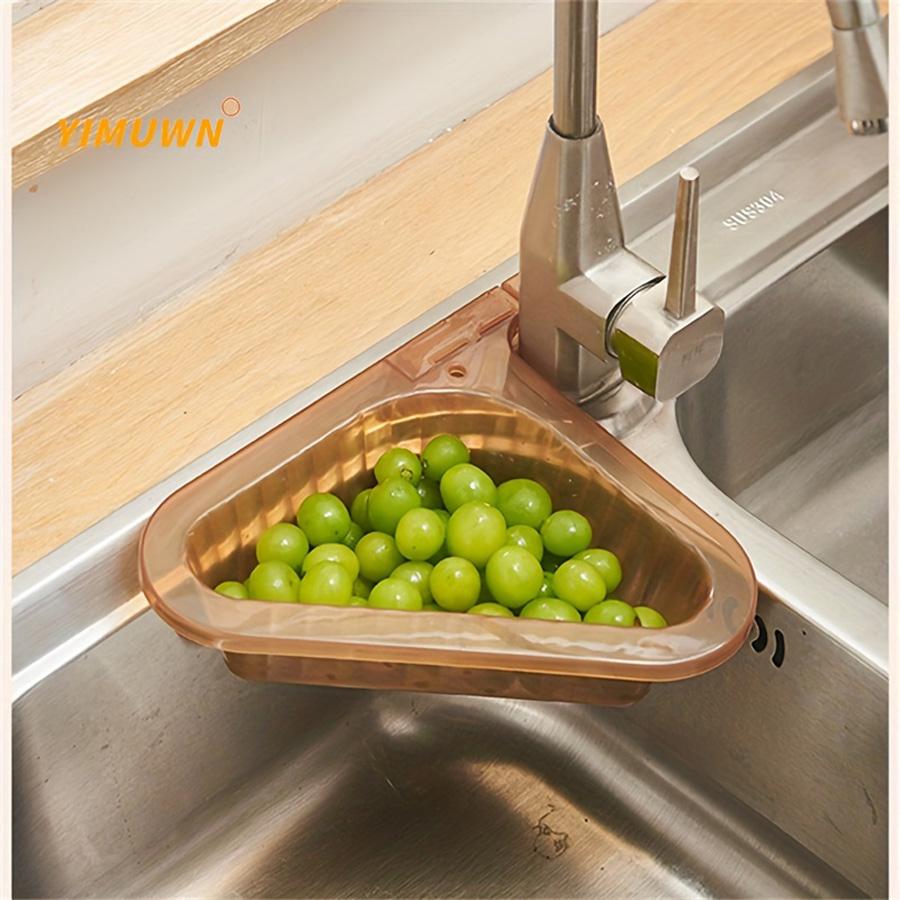 1pc Kitchen Sink Filter Basket, Corner Drain Strainer Basket, Triangular Sink Storage, Multi-Functional Hanging Filtering Draini