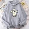 Felpa con Cappuccio Fantasma di Halloween da Donna Grafica Fantasma Cartone Animato Spettrale Stampa Donna Streetwear Felpa Neutra Donna Manica Lunga Top Divertente