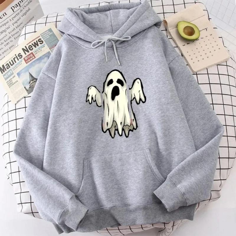 Felpa con Cappuccio Fantasma di Halloween da Donna Grafica Fantasma Cartone Animato Spettrale Stampa Donna Streetwear Felpa Neutra Donna Manica Lunga Top Divertente