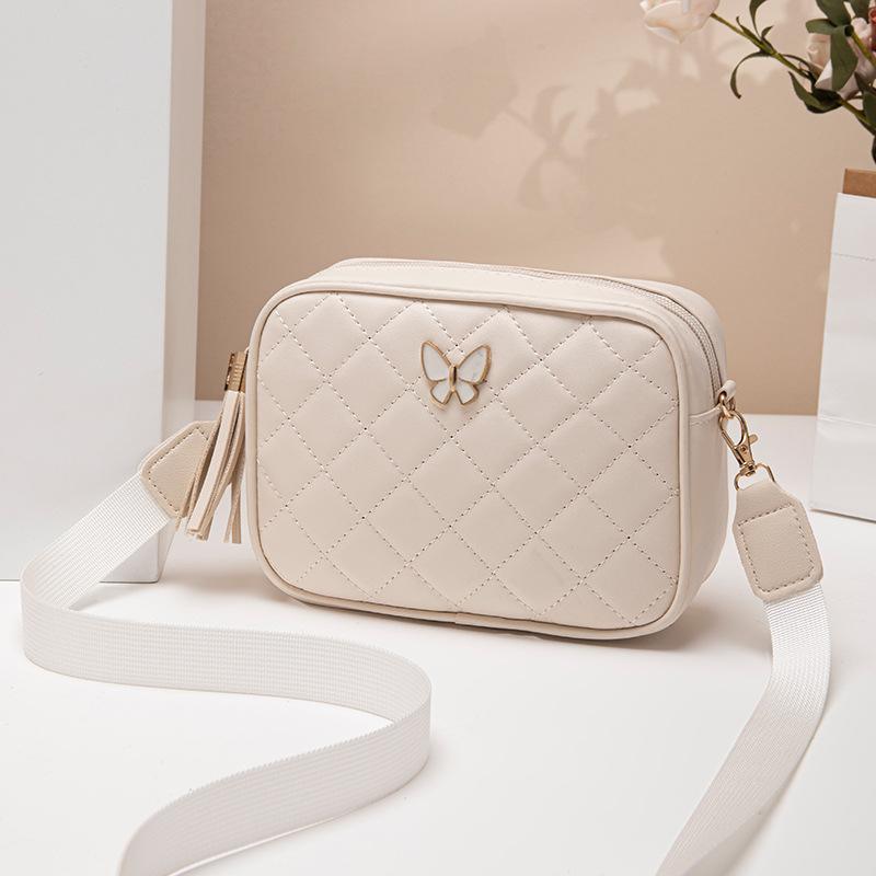 Autumn New Diamond Long Standard Women's Bag Fringed Small Square Bag Shoulder Messenger Bag Fashion Bow Camera Bag