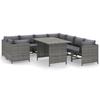 VidaXL Garden Lounge Set 9 Pcs with Cushions Wicker Grey