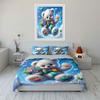 Cute White Bear, Flowers, Sky, Hearts Print Soft Comfortable Duvet Cover Bedding Set Included 1*Duvet Cover 2*Pillowcases