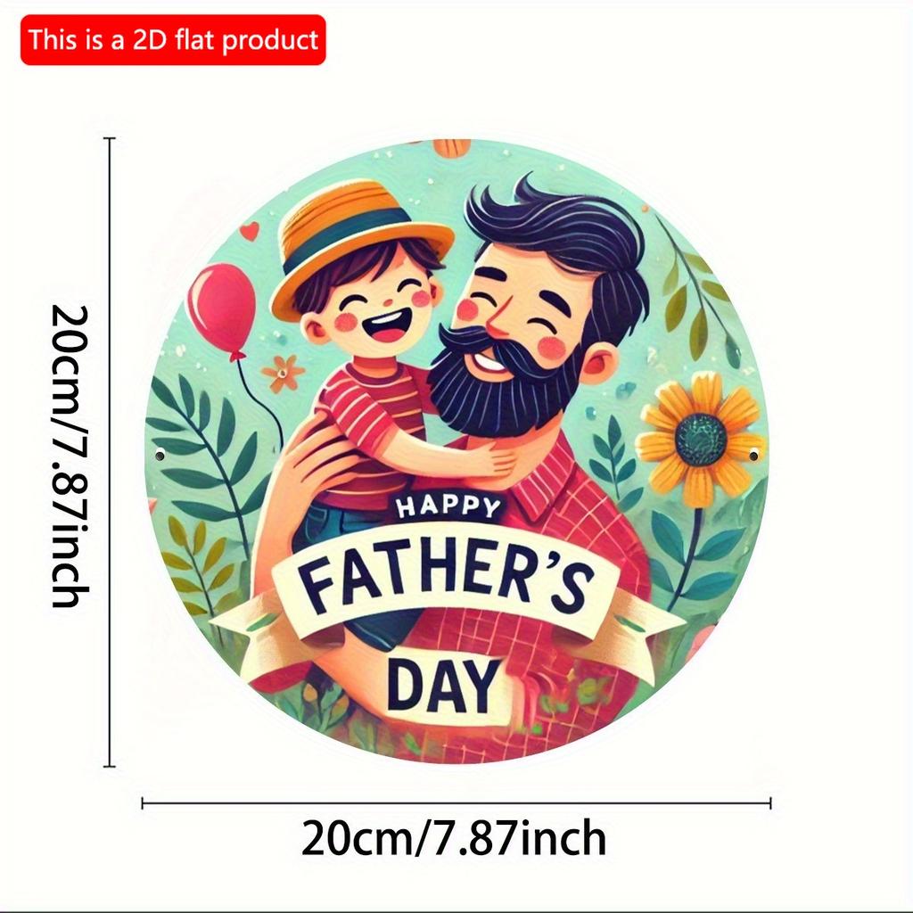 2d flach 20*20cm Alles Gute zum Vatertag " Rundes Holzschild Perfekt für Haustür, Veranda, Wohnzimmer & Schlafzimmer Deko Perfektes Vatertagsgeschenk
