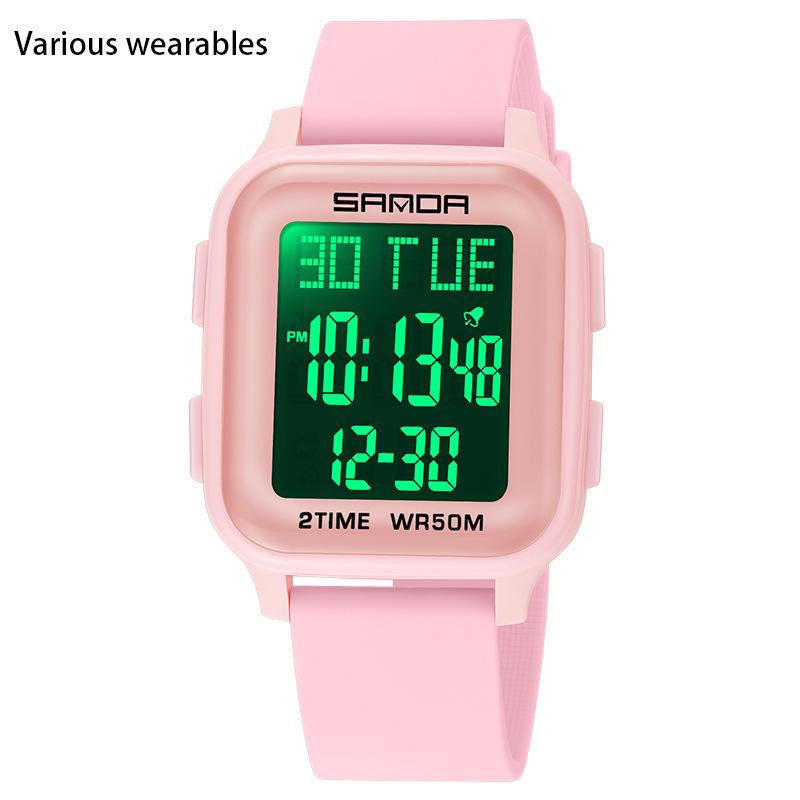 Orologio Elettronico Multifunzionale Quadrato alla Moda per Studente Maschio Orologio Elettronico Impermeabile per Sport All'Aria Aperta