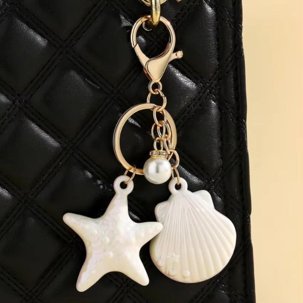 Marine Creature Shell Key Ring Colorful Shell Pendant Fashion Shell Keychain  DIY Jewelry Gifts