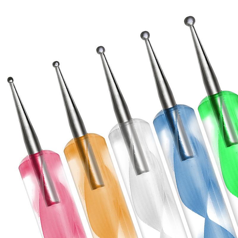 Nail Art Brushes Kit 5Pcs Professional, Double-Head Acrylic Drawing Pen Manicure Design Tool