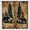Rustic Bear Window Curtains for Kid Girls Boys Bedroom, Vintage Cabin Wildlife Animal Bears Rod Pocket Darkening Thermal