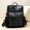 PU Women's Spring New European and American Retro Versatile Backpack Women's High-end Double Color Tassel Backpack