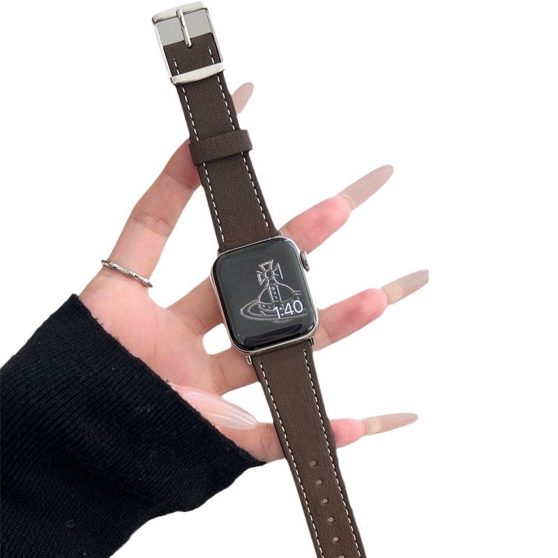 The Square Buckle Tree Pattern Leather Strap Is Suitable For Applewatch S 10Th Generation Apple Watch Strap Iwatch98765Th Generation Se