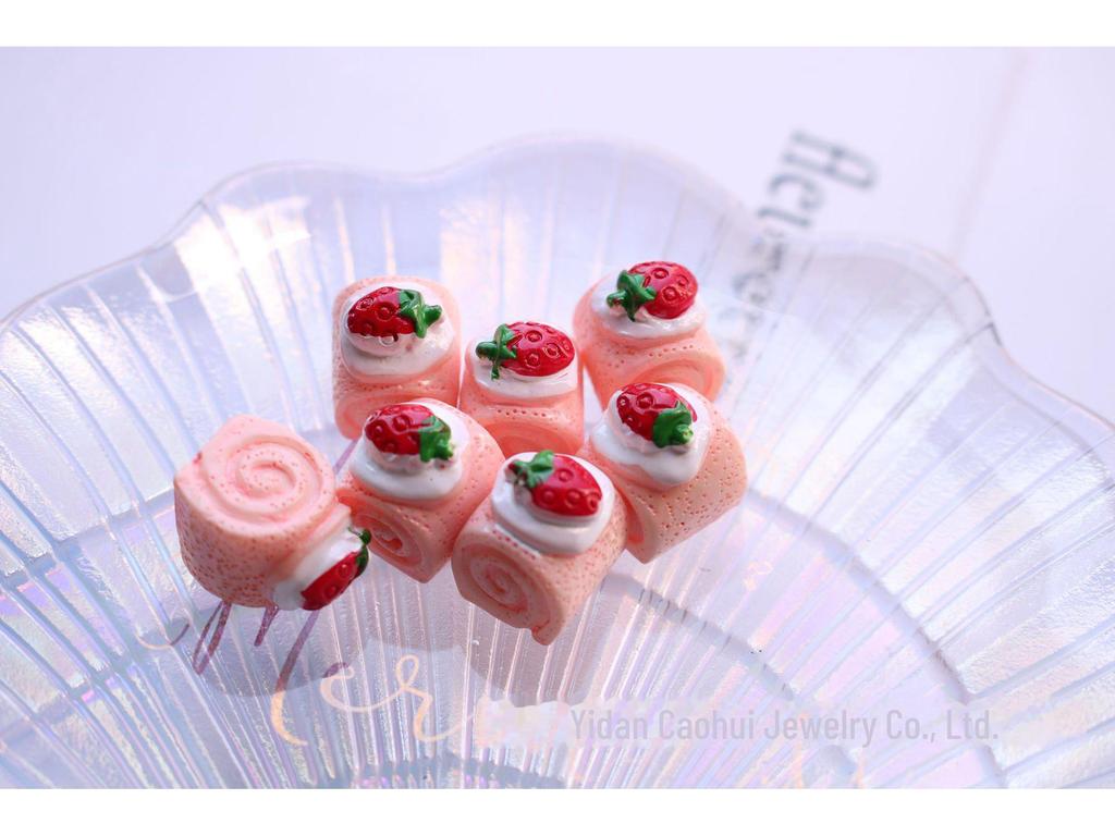 Strawberry Birthday Cake DIY Resin Jewelry Materials Mobile Case Decor.