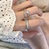 3PCS Fashion Luxury Zircon Rings for Women Men Simple Elegant Adjustable Opening Wedding Ring Set Party Jewelry Gifts