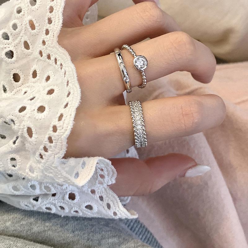 3PCS Fashion Luxury Zircon Rings for Women Men Simple Elegant Adjustable Opening Wedding Ring Set Party Jewelry Gifts