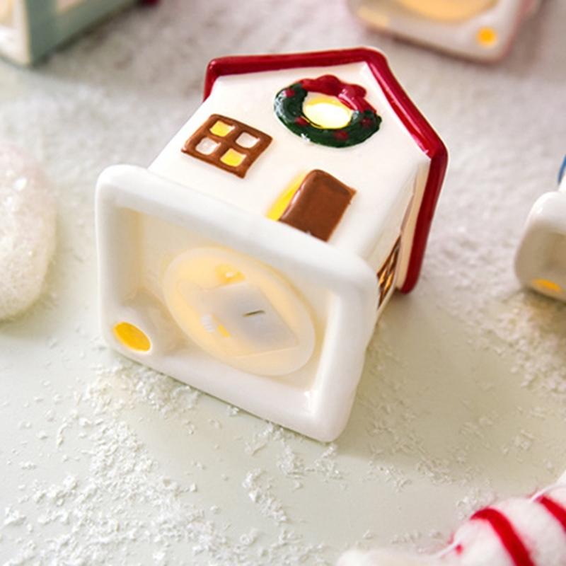 Ceramic Christmas cottages Houses With Battery Power Supply Safe Indoor and Outdoor Decoration For Seasonal Enthusiasts