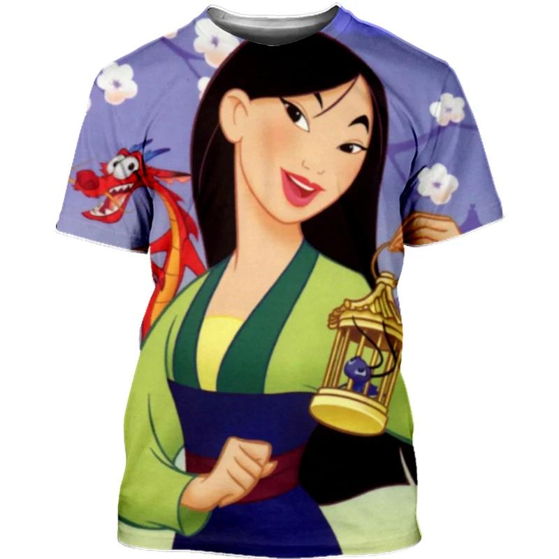 

New Disney T-Shirts Mulan Cartoon Anime 3D Print Streetwear Men Women Casual Fashion Oversized T Shirt Kids Boys Girls Tees Tops S