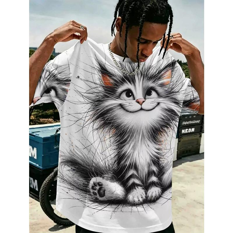 Men's Plus Size T-shirt with National Flag Animal Style 3D Printed O Neck Short Sleeved Casual Short Sleeved Tops