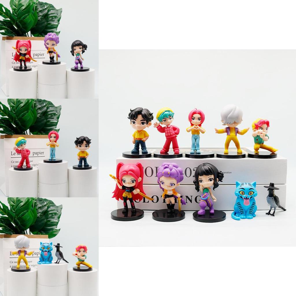 Q Version Kpop Demon Hunters Pvc Model Ornament For Demon Slayer Fans With Cartoon Style