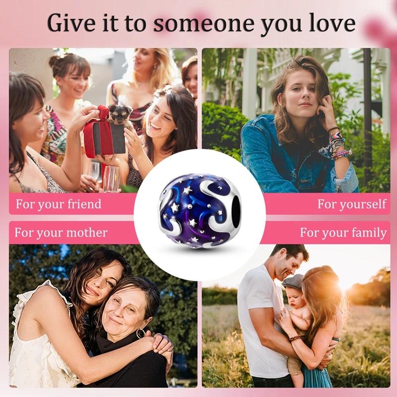 Authentic Charm Bead Charms Copper Plated Romantic Blue Starry River Stars Bead Charms Compatible With Bracelets Ideal For Women Women Jewellery Makin