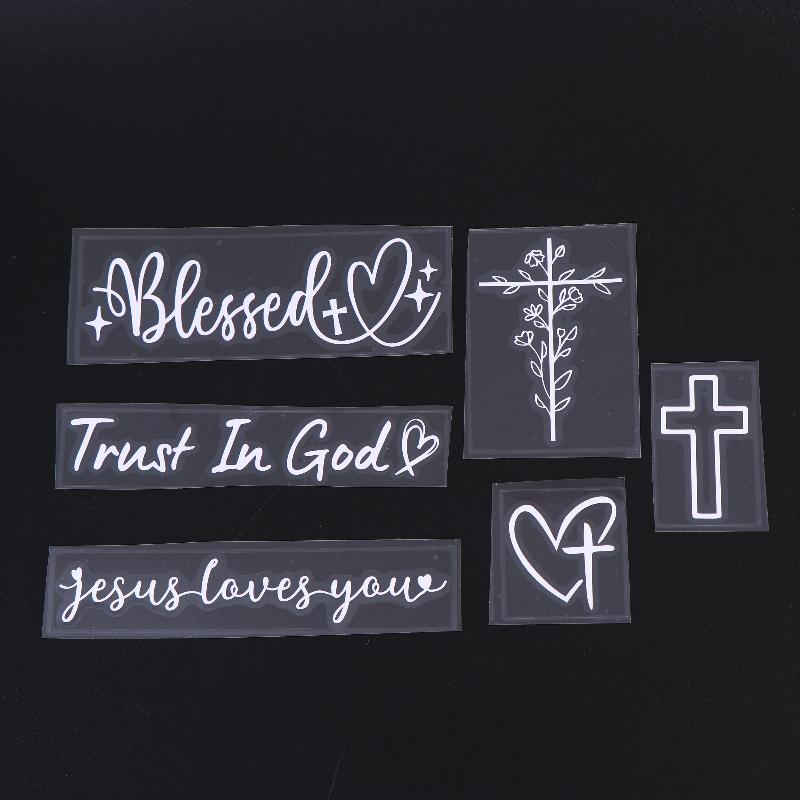 

6Pcs Religious Text Trust In Car Stickers Waterproof For Motorcycle Rearview Mirrors Auto Rearview Mirrors белый