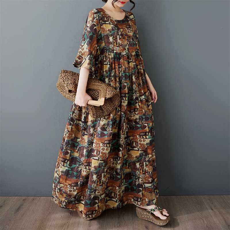 Summer Round Neck Shoulder Dress