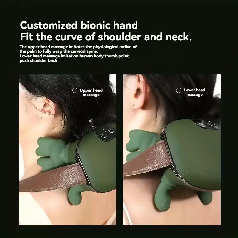 USB Rechargeable Neck and Shoulder Heating Massager 6D Hand Simulation Shoulder and Neck Massager Deep Kneading Massager Gifts for The Elderly