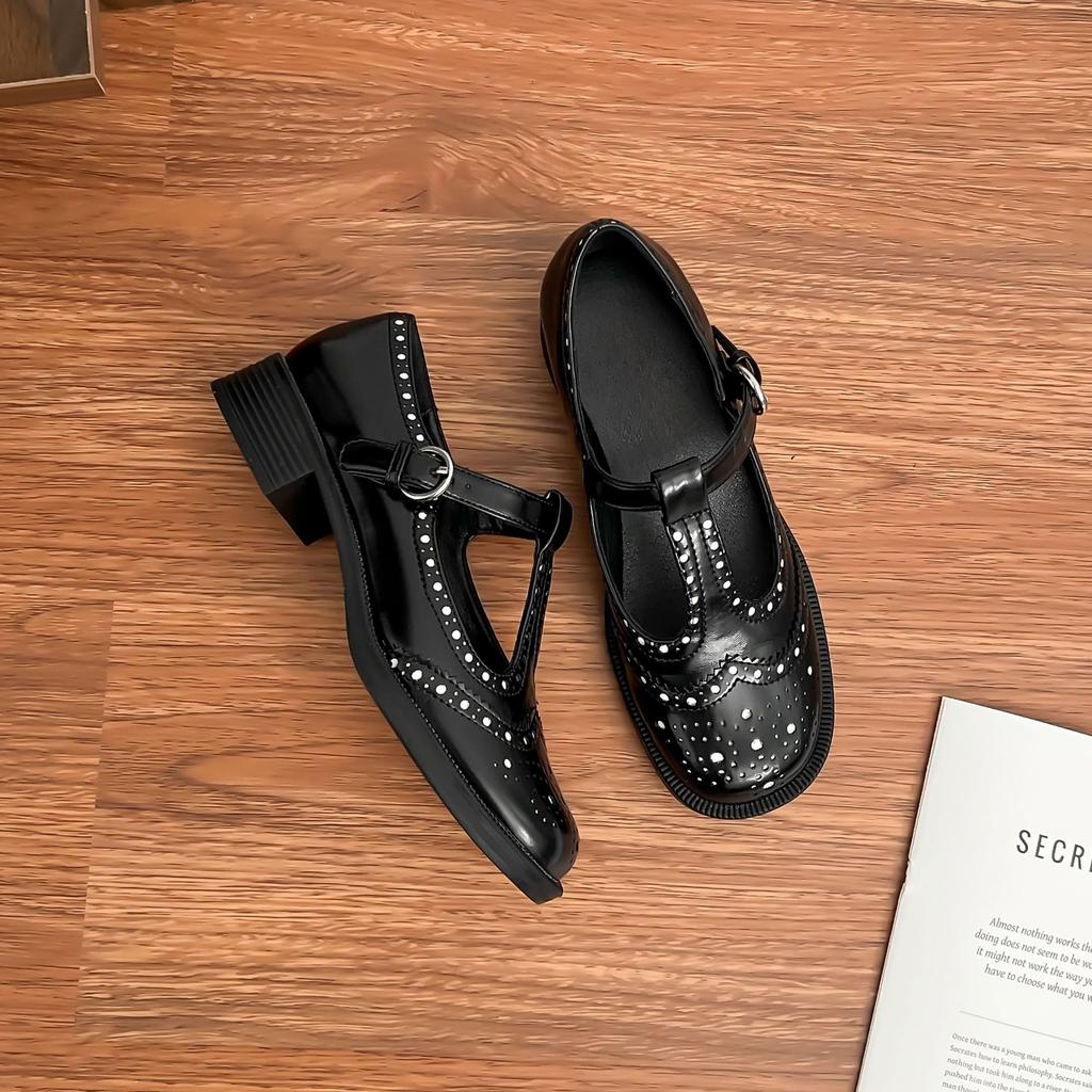 Single shoes 2025 spring women's fashion Huizhou women's shoes Mary Jane rivet high heels women's fashion versatile shoes women