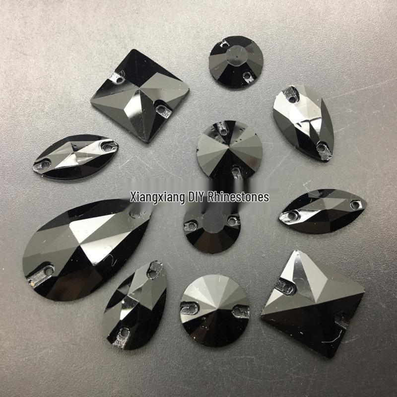 Ručně šité samolepky na taneční oblečení s kamínky, nepravidelné/kulaté tvary kapky vody, smíšené styly pro černé bazénové soutěže