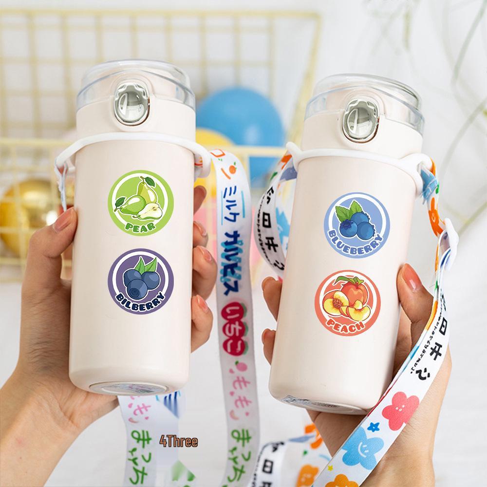 Cross-Border Fruit English Sticker Roll for DIY Journals - Round Die-cut Adhesive Sealing Labels