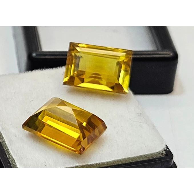 Fabulous Natural Sapphire Yellow Earring 13-14 Ct Baguette Cut Pair Gemstone