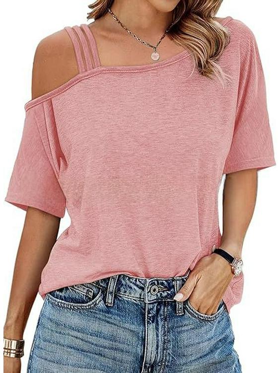 2024 Women's Casual Off-the-Shoulder Short-Sleeve T-Shirt