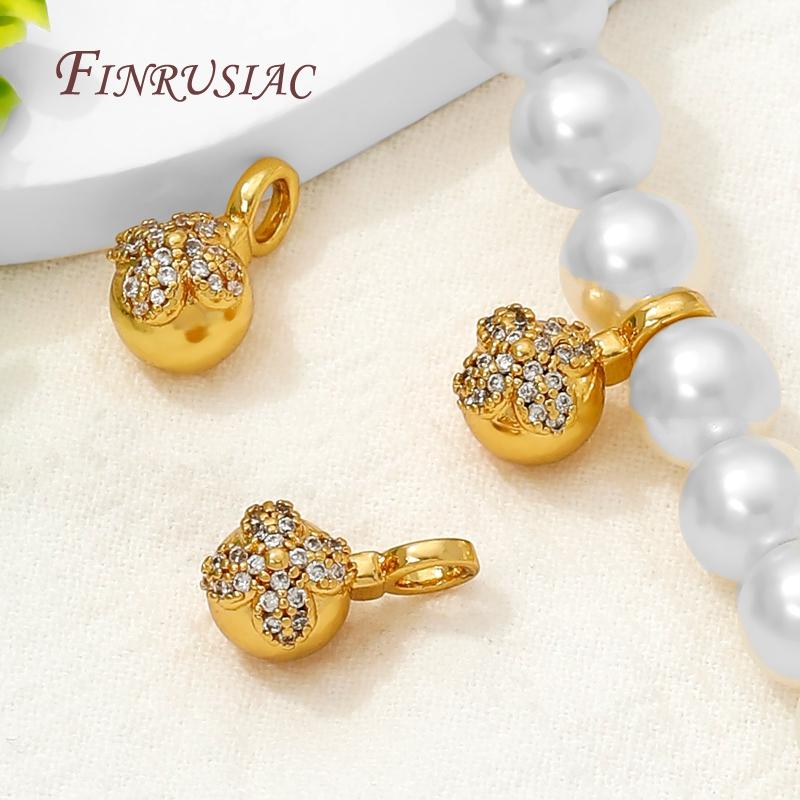18K Gold Plated Decorative Pendants,Round Charms For Jewelry Making,Ball Pendant For Necklace,DIY Beading Accessories