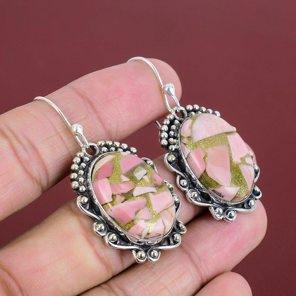 Copper Pink Opal Earring Real Gemstone Earring 925 Sterling Silver Earrings Stylish Earrings Handmade Jewelry Women Earring Engagement Gifts