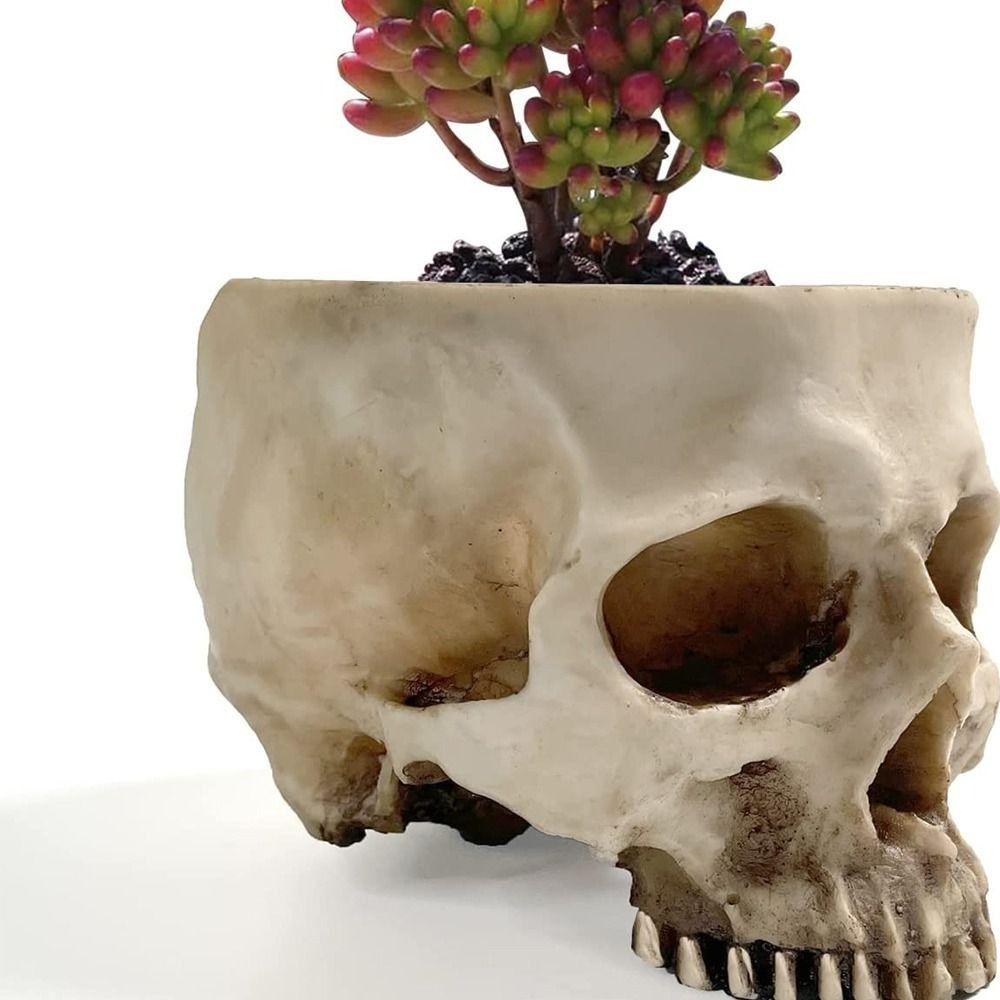 Office Sugar Container For Home Decor Flower Candy Bowl Skull Flower Pot Fake Skull Skull Planter