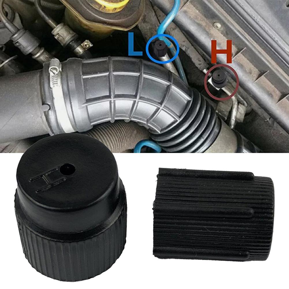 2pcs Car Air Conditioning Service AC Charging Port Valve Dust Cap Replacement Dust Covers Car AC Valve Cap Kit