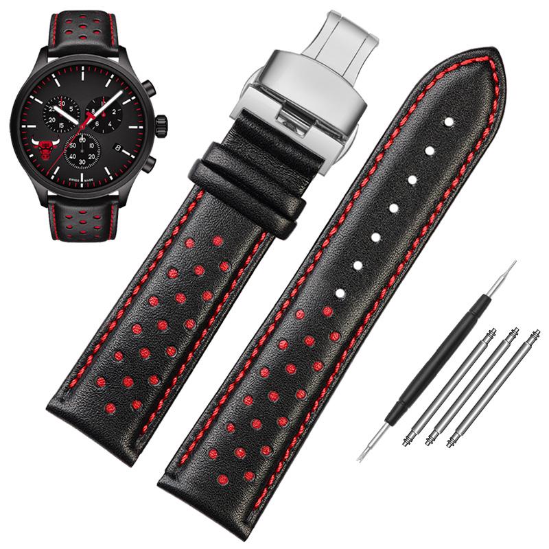

Класичний для Tissot Speed ​​series Ко-бренд NBA T116.617 Браслет із натуральної шкіри Верхній шар натуральної шкіри Ремінець для годинника 22 мм ремінець для Tag Heuer 22mm
