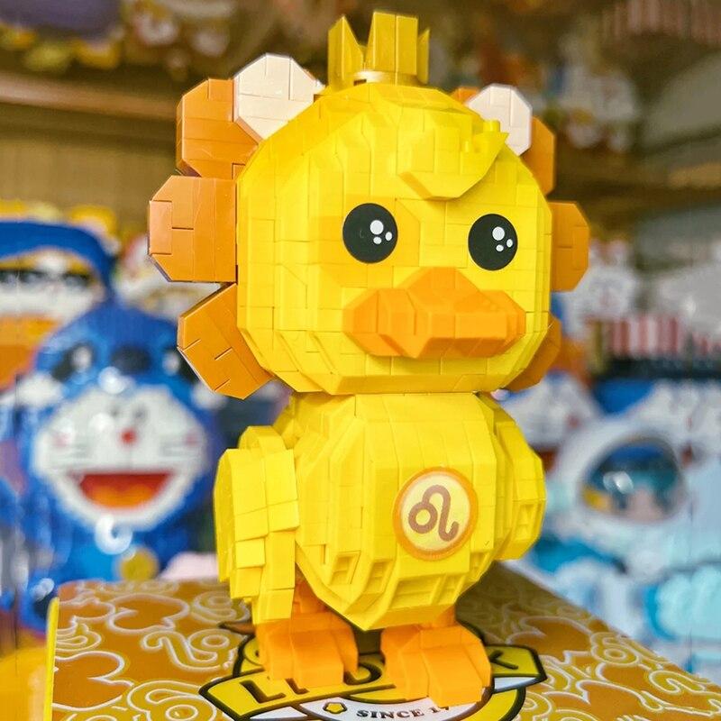 97055 Zodiac Leo Duck Animal Constellation Pet Doll Model DIY Mini Diamond Blocks Bricks Building Toy for Children No Box