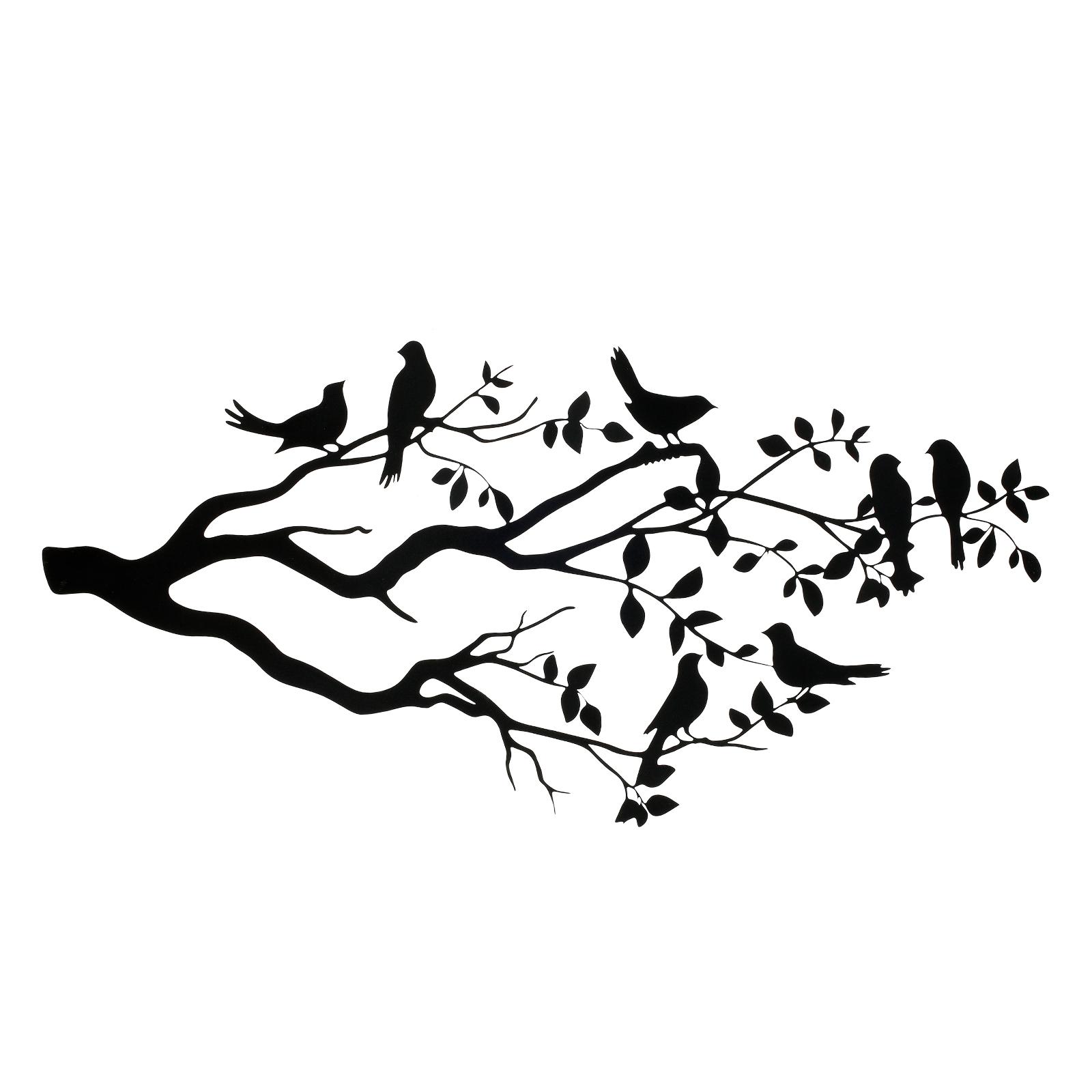Metal Birds Wall Art Vivid Birds on Branch Black Metal Bird Silhouette Hanging Wall Sculpture Large Decorative Wall Art