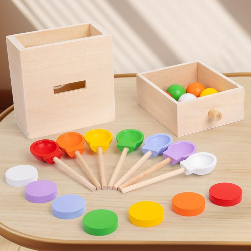 

Children s Montessori Early Education 7-color pitching coin drawer box color classification matching kindergarten educational toys