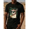 Trendy cat drink Men's printed short-sleeved T-shirt, new trendy Men's wear, high-quality pure cotton T-shirt, A token of love, a gift