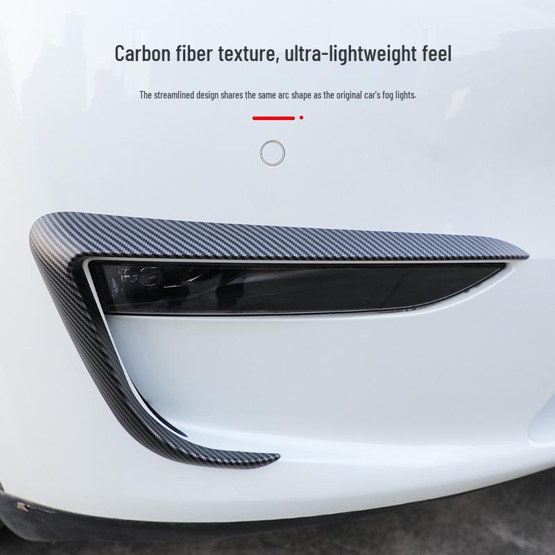 Tesla Model 3/Y Kohlefaser Windabweiser-Abdeckung & Nebelscheinwerfer-Spoiler Set